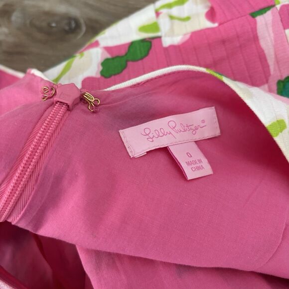 Lilly Pulitzer Dress Size 0 Hotty Pink Sleeveless Sheath V Neck Kiki Mini - Picture 7 of 9